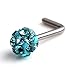 Ruifan 20G 18G Surgical Steel Gem Crystal Bone L-Shaped Screw Nose Bone Studs Ring Pins Piercing Jewelry