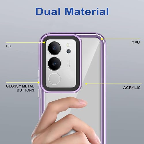 Image of Zapcase Back Case Cover for Vivo V29 Pro 5G | Compatible for Vivo V29 Pro 5G Back Cover | Case Cover with Camera Protection | (TPU + PC | Translucent Purple)