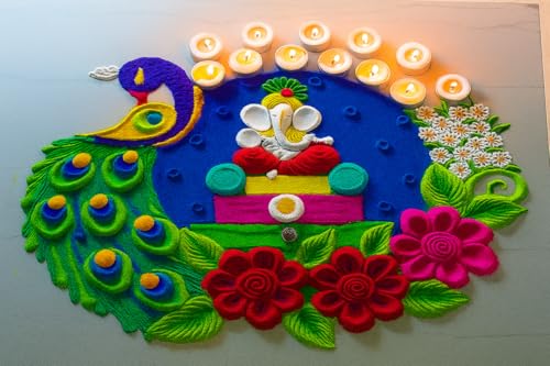 Image of Rangoli Powder Muggu Pindi Bottles | Pack of 10 | 100 GMS Each for Floor Art and Festival Decoration