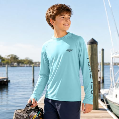 Image of Palmyth Boys Fishing Shirt UPF 50+ Youth Long Sleeve Shirts with Hooded
