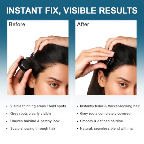 Image of Hair Pure Cover-Up Hair Powder - Black | Covers Grey Roots & Bald Spots Instantly | Highly Pigmented, Fuller & Denser Look | Long-Lasting | Matte Finish | Fine Powder | Flawless Application | 4gm