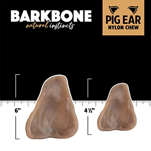 Pet Qwerks Pigs Ear BarkBone - Nylon Dog Bone for Aggressive Chewers - Bacon Flavor - 6"