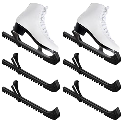 Yilloog 6 Pcs Hockey Skate Guard Ice Skate Blade Covers Hockey Skate Blade Protectors With Adjustable Buckle For Kids Adults Figure Skates (Black) #TOP28