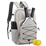 G4Free Lightweight Pickleball Bag, Pickleball Backpack for Women and Men, Adjustable Padel Bag, Fits 2 to 4 Paddles, Shoulder Daypack for Sports, Ivory White, Backpack
