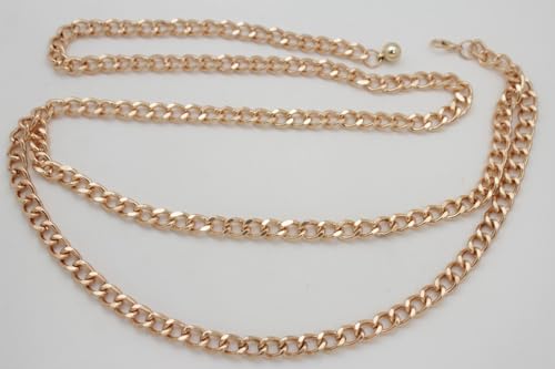 Women Gold Color Thick Metal Chunky Chain Link Fashion Belt Side Wave Strand Plus Size XL XXL4