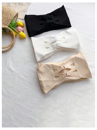 OYOANGLE Girl's 3 Pack Bandeau Strapless Bralette Comfortable Bras Seamless Tube Top Bra2