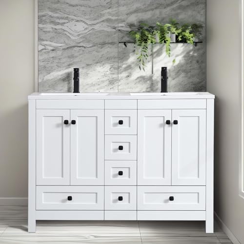 eclife 48' Bathroom Vanities with Sink Combo, Modern Thickened Wood Bathroom Storage Cabinet...