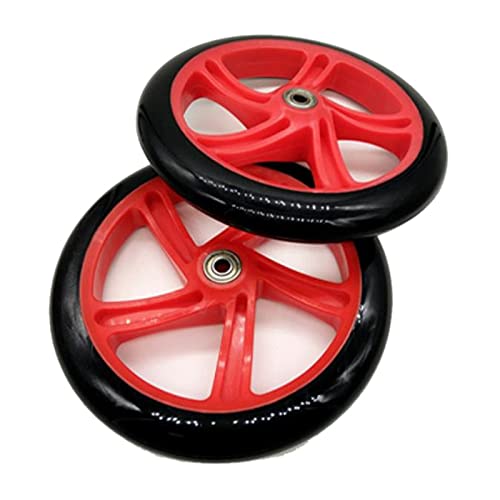 Lot de 2 roues de scooter 200 mm en polyuréthane - Épaisseur des roues : 30 mm - Roulement ABEC-7 - Rouge