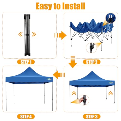 Image of COBIZI 10x10 Pop Up Canopy Tent,Heavy Duty Canopy(Blue Gray No Sidewalls)