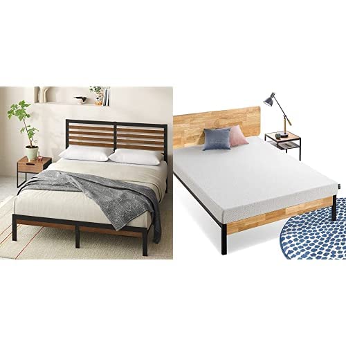 ZINUS Set: 6 Inch Ultima Memory Foam Mattress and Kai Bamboo and Metal Platform Bed Frame with Headboard, Mattress and Bed Frame 2-Piece Set, Easy Assembly, No Box Spring Needed, Full