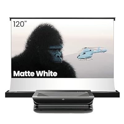 AWOL VISION LTV-2500 with 120" Motorized Rising Matte White Projector Screen Bundle, 4K UHD Ultra Short Throw Triple Laser Projector with Dolby Vision & Atmos with 120" Motorized Rising Matte White Pr