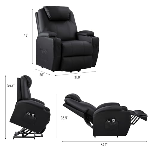 image for JUMMICO Power Lift Recliner Chair with Massage for Elderly PU Leather 
