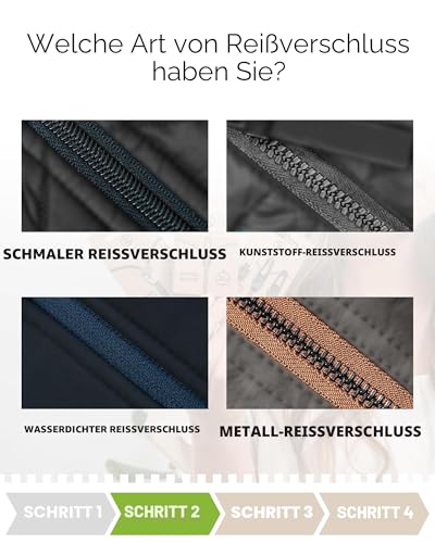 Zlideon Reißverschluss Reparaturset für schmale Reißverschlüsse – 4 Stück, Schwarz | Sofortiger Ersatz-Schieber für Kleider, Bettwäsche, Innentaschen von Handtaschen