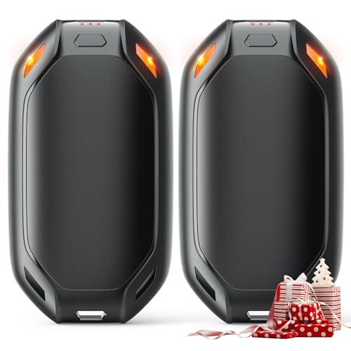 Hand Warmers Rechargeable, 2 Pack Reusable Handwarmers 6000mAh Hot Hands 10Hrs Long Lasting, 3 Heat Levels Electric Portable Pocket Heater Outdoor Activities, Winter Gift Women Men Kids (Black, 2Pack)