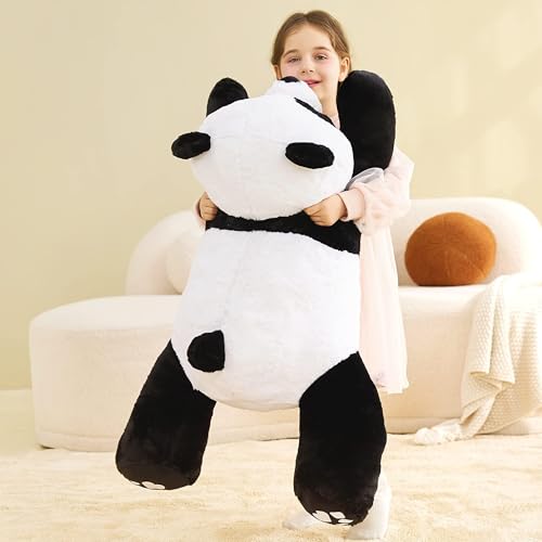 Image of IKASA Large Panda Cuddly Toy, Giant Soft Toy, Large Plush Toy, Giant Plush Toy, 78 cm, Fluffy Jumbo Plush Toys, Soft XXL XL Stuffed Toys, Cute, Gift for Children (Black, 78 cm)
