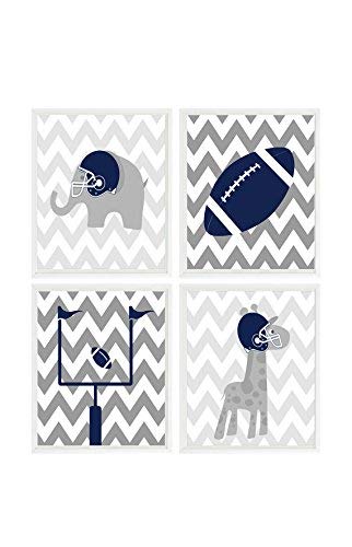 Amazon Com Elephant Football Nursery Giraffe Football Art Baby Boy Nursery Boy Room Decor Elephant Nursery Navy Blue Gray Football Room Decor Handmade