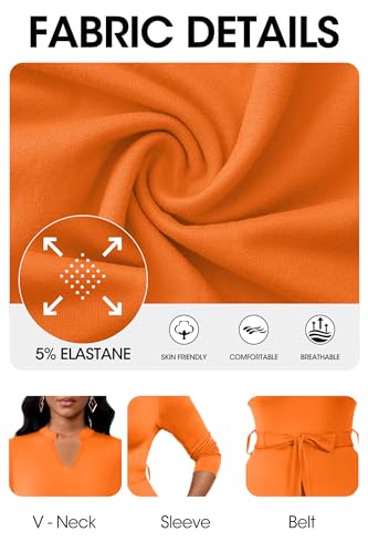 Image of FANDEE Maxi Dress for Women, Casual V Neck 3 /4 Sleeve Long Dresses with Pockets