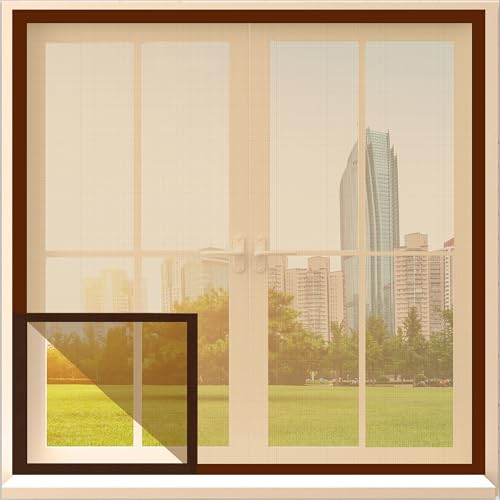 Image of Classic Mosquito Net for Windows Standard Size |Pre-Stitched (Size: 50X50cm / Color: Brown |Premium 120GSM Fiberglass Mesh with Self-Adhesive Hook Tape, Quick, Long-Lasting Window net for Home