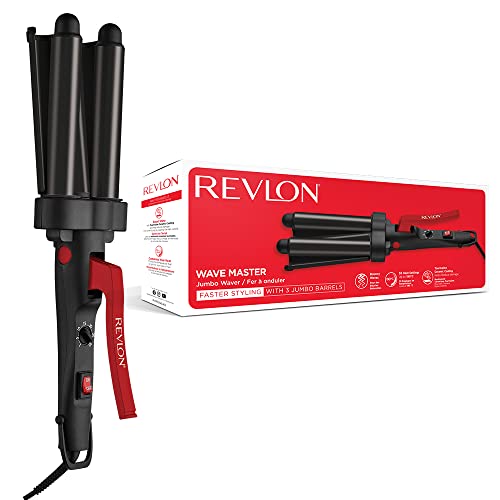 Revlon Wave Master Jumbo Waver (Three-Prong Jumbo Barrels, Tourmaline Ceramic Coating, 30 Heat Settings Up to 190°C) RVIR3056UK