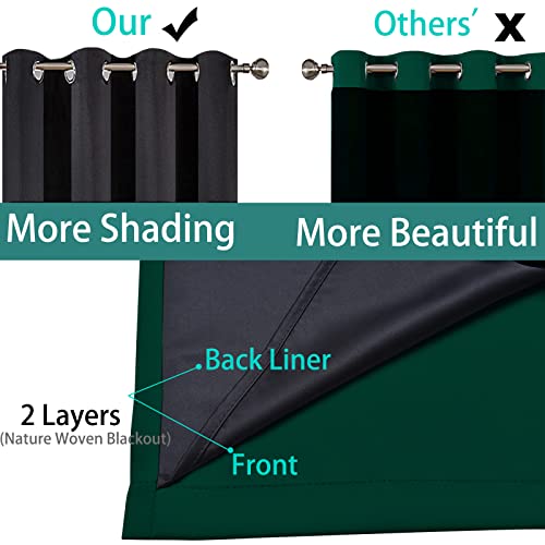 Image of Yakamok 100% Blackout Lined Panels, Room Darkening Thermal Insulated Blackout Curtains for Bedroom, Heat Blocking Drapes for Living Room(62Wx84L, Green, 2 Panels)