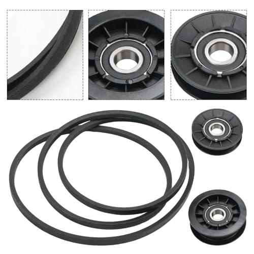 Image of GX20286 GX20287 GX20006 Transmission Drive Belt Pulley Repair Kit for Jo-hn De-ere L100 L110 L120 L130 L107 GX20287 AM103019 AM32672 Troy-Bilt Idler Pulley and Drive Belt Kit Replaces 1760097 690409