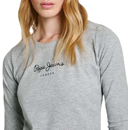Pepe Jeans Para Mujer. PL505203 Camiseta New Virginia Ls N Gris (L), Casual, AlgodóN, Manga Larga - 2