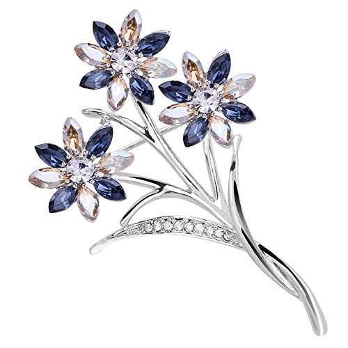 VVANT Flower Brooches for Women Sliver Plated Crystal Brooch Pins, Fashion Gifts