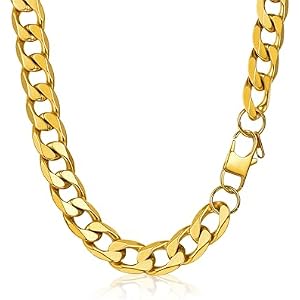 PROSTEEL Mens Curb Chain Necklace, Cuban Link Chains Silver/Gold Plated/Black, 4mm/6mm/9mm/13mm Width, 18"-30" Inches, Hip Hop Hypoallergenic 316L Stainless Steel Jewellery -Send Gift Box