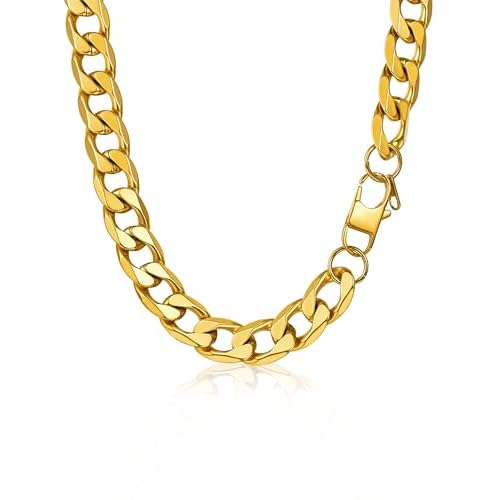 PROSTEEL Mens Curb Chain Necklace, Cuban Link Chains Silver/Gold Plated/Black, 4mm/6mm/9mm/13mm Width, 18"-30" Inches, Hip Hop Hypoallergenic 316L Stainless Steel Jewellery -Send Gift Box 24