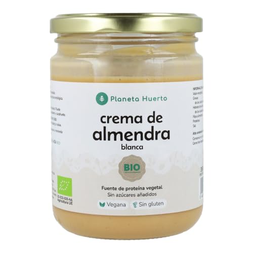 PLANETA HUERTO | Crema de Almendras 350 G Blancas ECO 100% Orgánicas - Crema de Almendras Rica en Fibra y Vitamina E, Ideal para Embarazadas