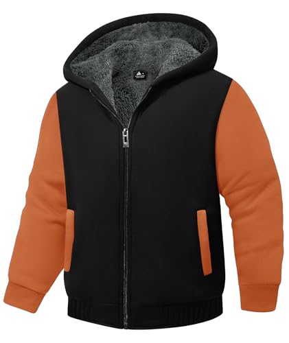 Image of GEEK LIGHTING Boys Sherpa Lined Hoodie Kids Fleece Sweatshirt Full Zip Hooded Jacket