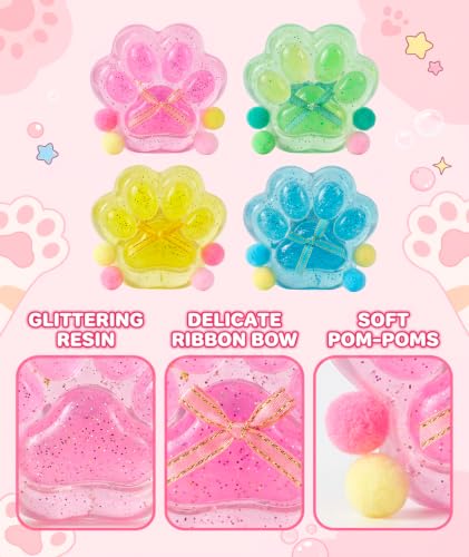 Image of 3PCS Taba Squishy Cat Paw, Taba Squishy for Relaxing Sensory Fidget Pinch Family for Kids Cat Paw Squeeze Cute Beautiful Cat Paw (random4)