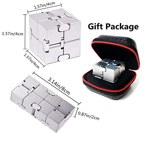 Fufuyou Infinity Cube Fidget Toys Aluminum Metal Stress Relief And Anti Anxiety Finger Flip Cubes Toys For Kids And Adults Idear Gadgets For Men With Exquisite Packaging, Ultra Durable #TOP2