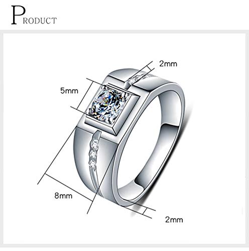 Bague homme en argent 925 avec zircone géométrique rectangulaire