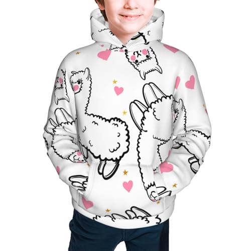 Alpacas and Hearts Kid Hoodies Boys Sweatshirts Girls Pullover with Pocket3