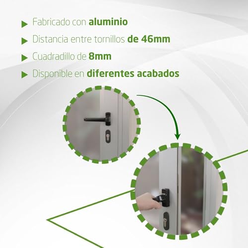 Miniatura 4 de Amig - Juego De Manillas De Aluminio Mod. Epsilon - Color Negro - 132 X 70 Mm - Cuadradillo De 8 Mm - Set De Manetas Con Roseta Reversible - Fácil Instalación - Diseño Moderno Y Ergonómico