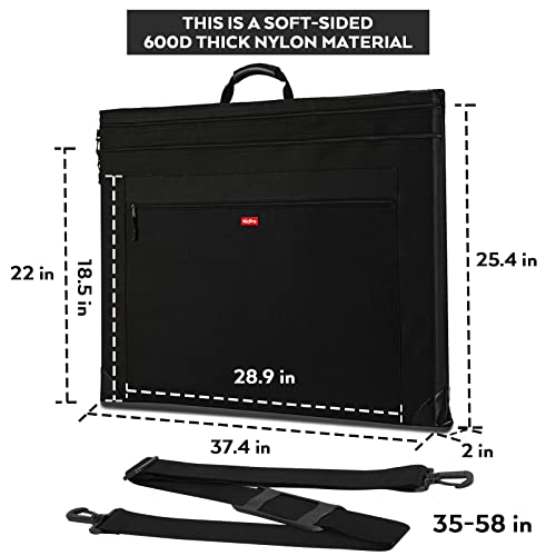 Nicpro Light Weight Art Portfolio Bag, 24X36 Black Art Canvas Portfolio Case With Detachable Shoulder Strap, Leather Corners, Carrying Storage Case For Artwork, Poster, Sketching, And Drawing #TOP1