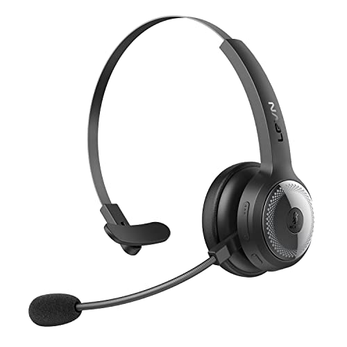 LEVN Bluetooth Headset, Wireless Headset with Microphone & Mute Button, 60Hrs Talk Time, On-Ear AI Noise Cancelling Headphones with Bluetooth 5.2 Multipoint for Trucker/Remote Work/Online Class/Zoom by LEVN - Used condition - US$23.55