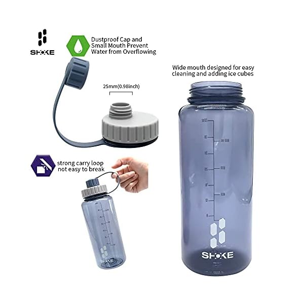SHOKE-1-Liter-Water-Bottle-32oz-BPA-Free-Non-Toxic-Tritan-Wide-Mouth-Leakproof-Large-Sports-Water-Bottles-with-Handle-Gym-Space-Cup-For-Fitness-Yoga-Workouts-Hiking SHOKE 1 Liter Water Bottle, 32oz BPA Free Non-Toxic Tritan Wide Mouth Leakproof Large Sports Water Bottles with Handle, Gym Space Cup For Fitness Yoga Workouts Hiking with Sponge Bottle Brush