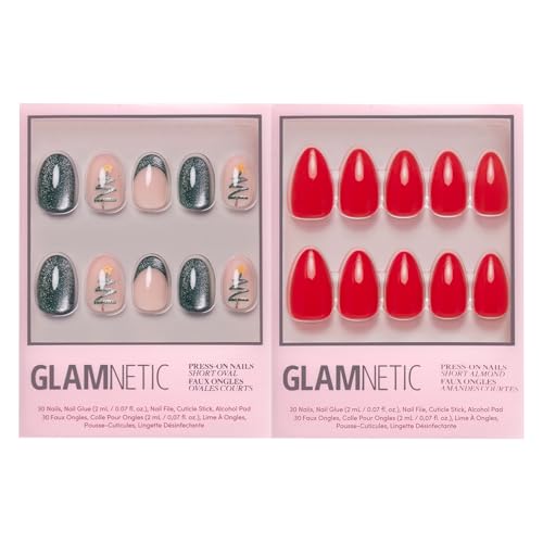 Glamnetic Press-On Nails Bundle - Velvet Pine & Fiery Red