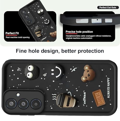 Image of GoldKart Back Case Cover Compatible for Samsung Galaxy M35 5G | Cute Fun Cartoon 3D Ball Coffee Silicone Case | Full Body Protection Back Cover for Samsung Galaxy M35 5G - Black