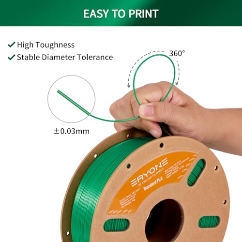 Image of ERYONE PLA Filament 3D Printer PLA Filament 1.75mm + /- 0.03mm, PLA Filament 1KG Cardboard Spool(2.2LBS), Dark Green