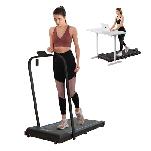 SPORTNOW 2.5HP Folding Treadmill Walking Pad, 1-6km/h Under Desk Treadmill, with LED Display, Phone...