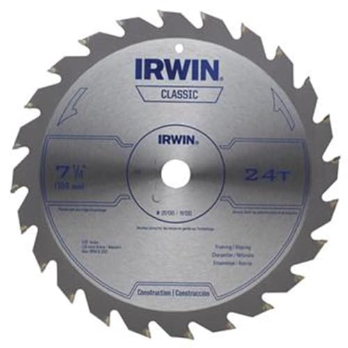 IRWIN - IRWIN Tools Classic Series Steel Corded Circular Saw Blade, 7 1/4-inch, 24T (25130)
