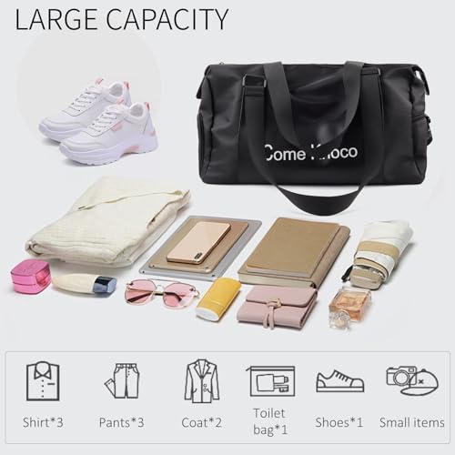 Sports Duffle Bag Gym Bag for Men with Shoe & Wet Compartments Yoga Swim Bag Weekend Travel Accessories（Black）4