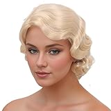 Baiansyy 1920s Wig for Women 613 Short Finger Wave Party Wigs Natural Synthetic Hair Full Wigs Halloween Retro Cosplay Party Daily Costume Flapper Wig (Blonde)