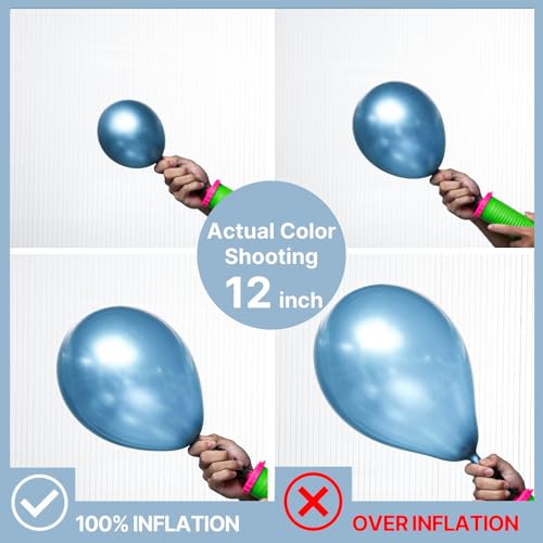 Image of PartyWoo Light Blue Balloons, 140 pcs Light Blue and Metallic Blue Balloons Different Sizes Pack of 18 Inch 12 Inch 10 Inch 5 Inch for Balloon Garland Arch as Birthday Decorations, Party Decorations