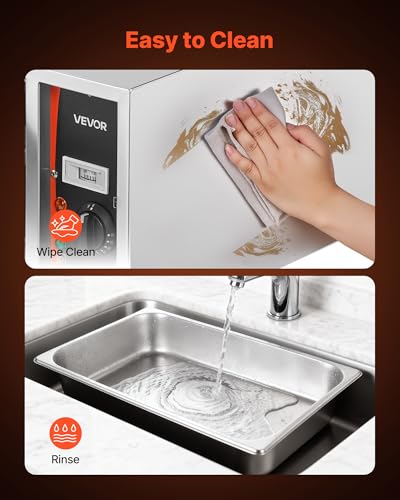 Image of VEVOR Commercial Electric Drawer Warmer, Single-Drawer Stainless Steel Food Warmer, Freestanding Slim Warming Drawer Cabinet, 85F-185F Wide Temperature Range, for Restaurant, Hotel, Bakery & Kitchen