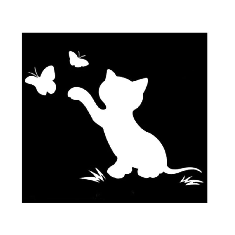 Cat Chasing Butterfly Car Sticker Automobiles Motorcycles Exterior Accessories Vinyl Decals(White,20CM X13.6CM)
