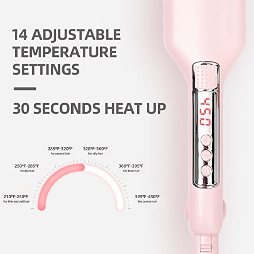 Novus 28Mm Egg Roll Hair Waving Curling Wand Curling Iron Hair Curler Crimper Beach Waver Styling Tools With Negative Ions, Anti-Scald, Dual Voltage Lcd Display, Temperature Control #TOP2